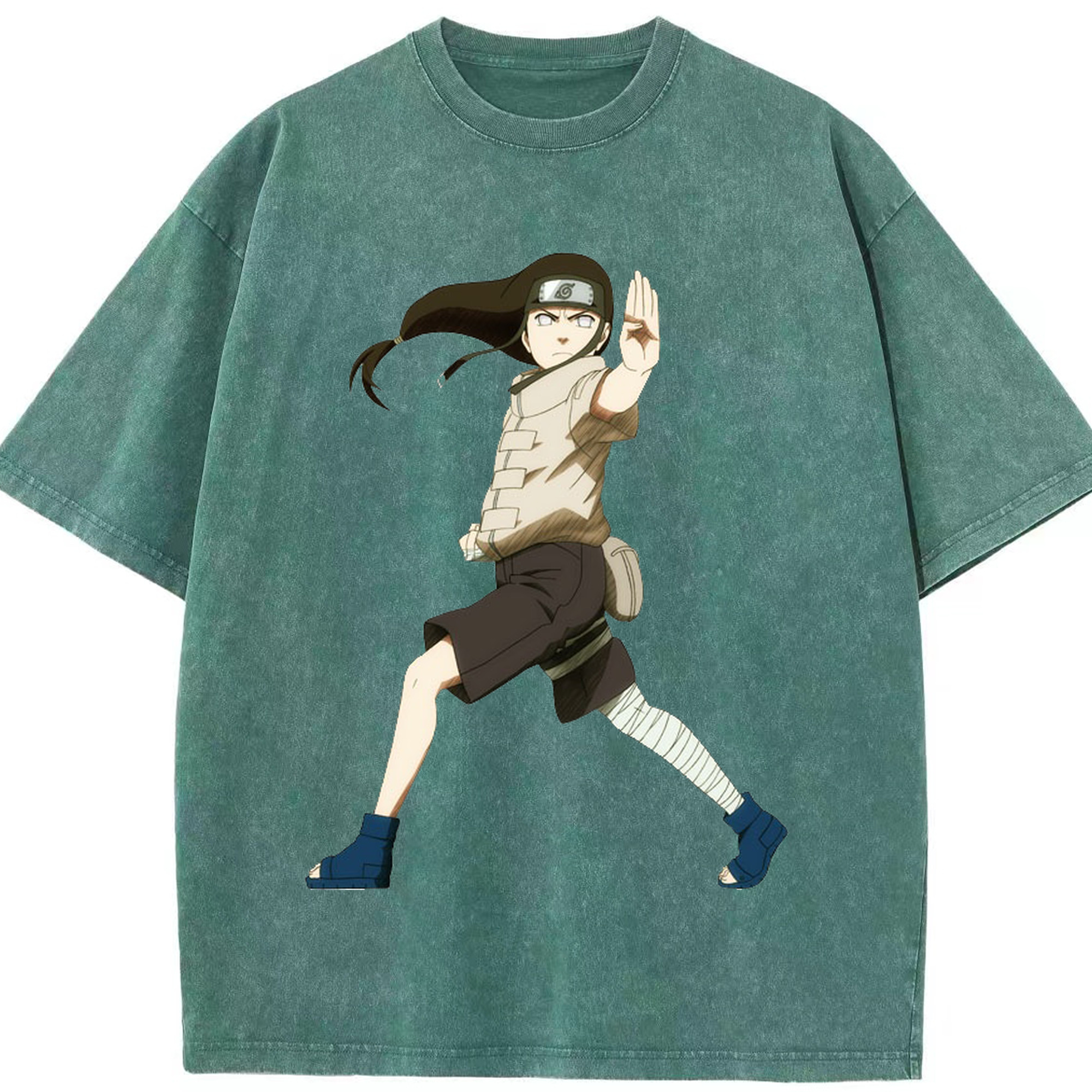 （画像用） NARUTO -ナルト- 日向ネジ Hyūga Neji 綿100% ヴィンテージ風 半袖Tシャツ（フロントプリント）